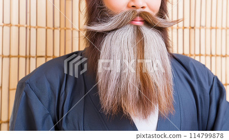 一個留著長鬍子的男人的特寫(AI 生成的圖像) 一個留著長鬍子的男人的特寫(AI 生成的圖像) 114799878