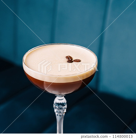 Elegant espresso martini cocktail close up Elegant espresso martini cocktail close up 114800013