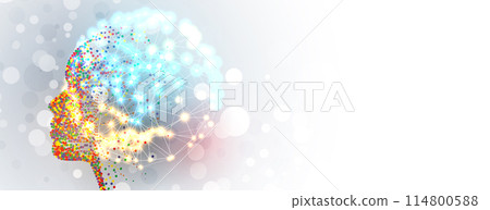 Abstract Artificial intelligence. Cloud computing. Machine learning. Technology web background. Virtual concept futuristic background. Vector art. 114800588
