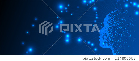 Abstract Artificial intelligence. Cloud computing. Machine learning. Technology web background. Virtual concept futuristic background. Vector art. 114800593