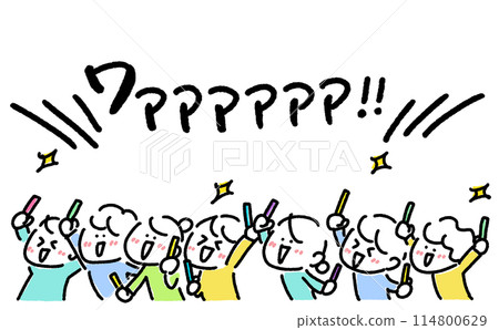 People enthusiastically enjoying a concert, penlights 114800629