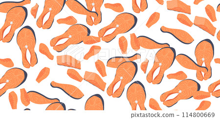 Red fish salmon seamless pattern Red fish salmon seamless pattern 114800669