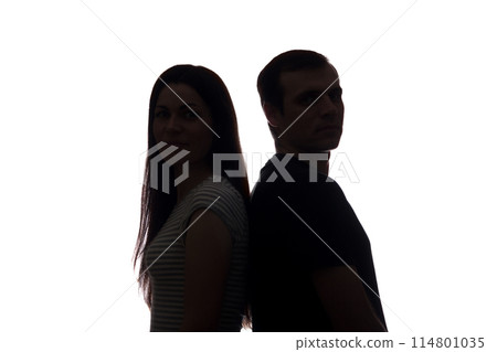 Women and men across from, brother and sister - silhouette 114801035