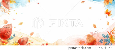 秋天水彩葉框架 114801068