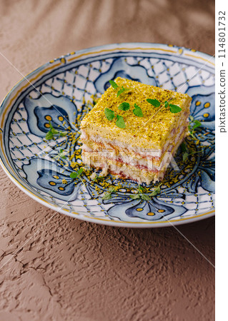 Persian love cake on decorative plate Persian love cake on decorative plate 114801732