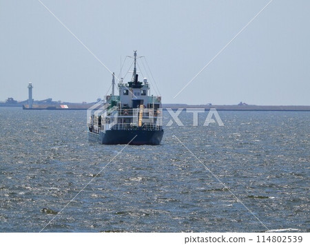 A ship sailing off the coast of Ashiya 114802539