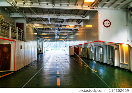 Empty Car Deck of a Ferry 114802609
