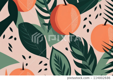 Abstract patterns and ornament with fruits shapes in modern style. Abstract patterns and ornament with fruits shapes in modern style. 114802686