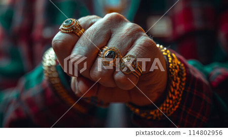 British chav wearing flashy jewelry. High quality illustration 114802956