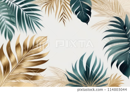 Artistic background with exotic greenery, forest and jungle wallpaper. 114803044