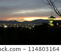 Kyoto landscape at dusk as seen from Kiyomizu-dera Temple 114803164