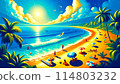A tropical beach with clear blue water 114803232