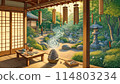 Old Japanese house overlooking the garden 114803234