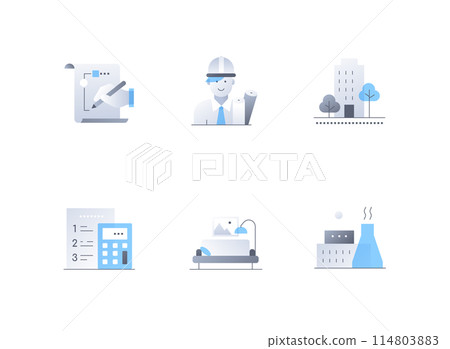 City building and design - flat design style icons set 114803883