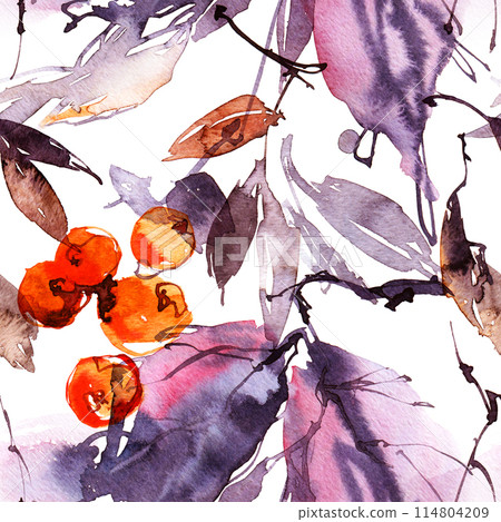 Watercolour leaves pattern Watercolour leaves pattern 114804209
