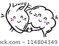 Happy Heart and Brain - Doodle style Vector Illustration 114804349