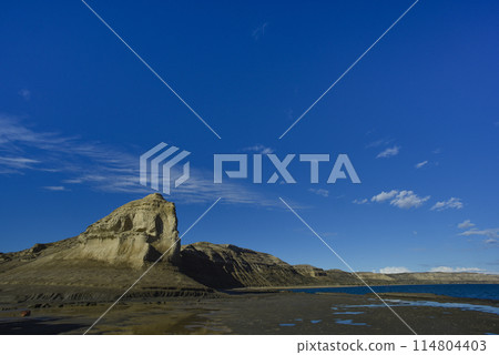 Coastal landscape with cliffs in Peninsula Valdes, World Heritage Site, Patagonia Argentina 114804403