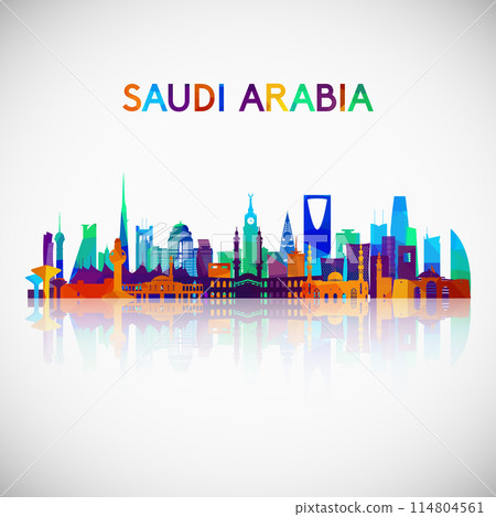 Saudi Arabia skyline silhouette in colorful geometric style. 114804561