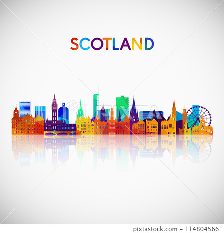 Scotland skyline silhouette in colorful geometric style.  114804566