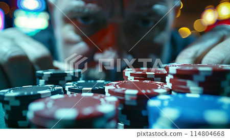 Image of betting all your chips in a casino 114804668
