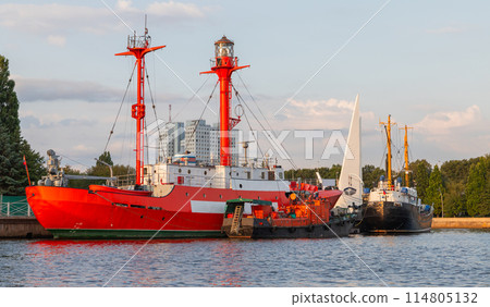 Vintage lightvessel is docked in Kaliningrad Vintage lightvessel is docked in Kaliningrad 114805132