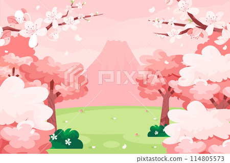 Sakura tree landscape in flat design Sakura tree landscape in flat design 114805573
