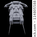 Spaceship Carrier Isolated on Black - Top Front View 114805588