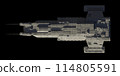 Spaceship Carrier Isolated on Black - Top View with Shadow 114805591