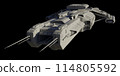 Spaceship Carrier Isolated on Black - Front Angled View 114805592
