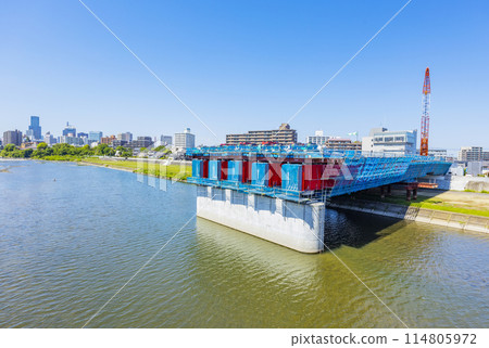 Bridge construction on the Hirose River 114805972