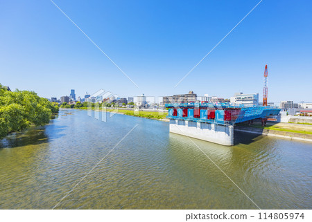 Bridge construction on the Hirose River 114805974