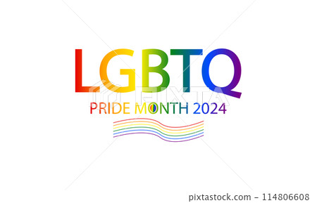 2024 Pride Month Uniting with LGBTQ Text and Flag Design 2024 Pride Month Uniting with LGBTQ Text and Flag Design 114806608