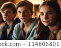 Download this captivating image featuring three young individuals 114806801