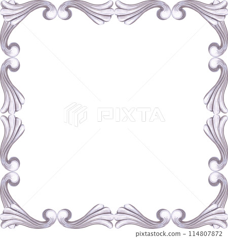 Hand drawn watercolor vintage ornament frame border. Baroque illustration isolated on white background. Can be used for cards, label and other printed products. 114807872