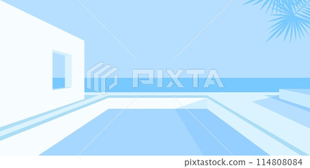 Trendy Minimalistic Abstract Terrace Sea Or Ocean Vector Landscape Illustration Background Art Trendy Minimalistic Abstract Terrace Sea Or Ocean Vector Landscape Illustration Background Art 114808084