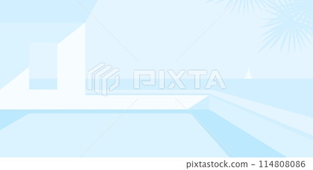 Minimalistic Abstract Terrace Sea Or Ocean Vector Landscape Illustration Background Art 114808086