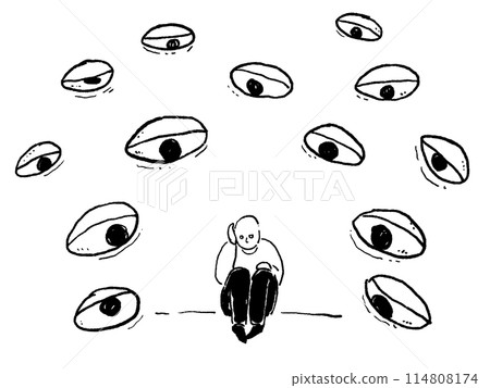 A man afraid of being stared at, monochrome 114808174
