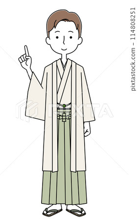 Illustration of a young man wearing a hakama Illustration of a young man wearing a hakama 114808251