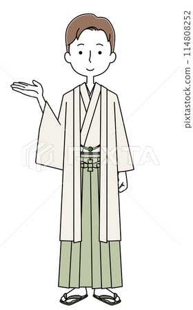 Illustration of a young man wearing a hakama Illustration of a young man wearing a hakama 114808252