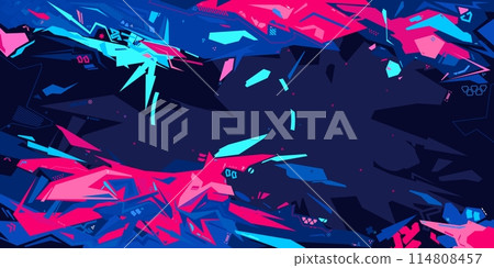 Trendy Cyber Abstract Urban Street Art Graffiti Style Vector Illustration Template Background 114808457