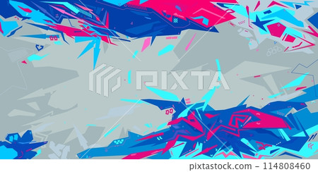 Cyber Abstract Urban Street Art Graffiti Style Vector Illustration Template Background Cyber Abstract Urban Street Art Graffiti Style Vector Illustration Template Background 114808460