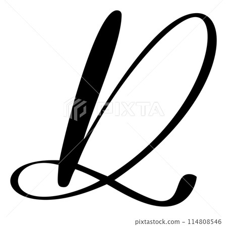 Vector calligraphy hand drawn letter D. Script font logo icon. Handwritten brush style 114808546