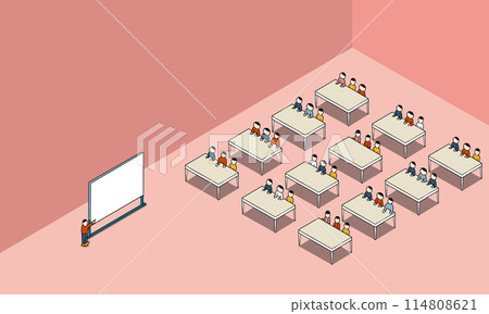 學生在課堂和研討會上接受講座的圖像插圖 114808621
