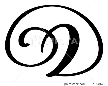 Vector calligraphy hand drawn letter D logo. Script font. Handwritten brush style 114808622