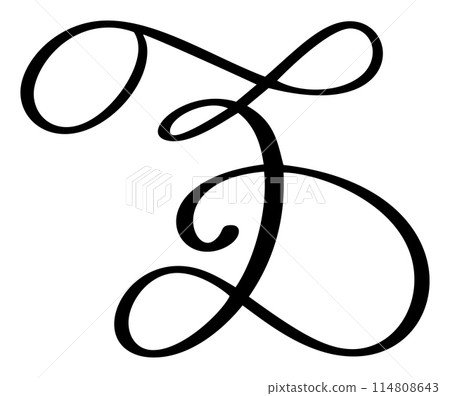 Hand drawn vector calligraphy letter D. Script font logo. Handwritten brush style flourish Hand drawn vector calligraphy letter D. Script font logo. Handwritten brush style flourish 114808643