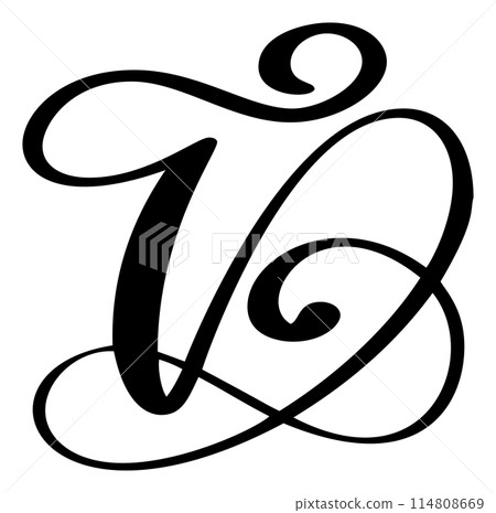 Vector calligraphy hand drawn letter D logo. Script font. Handwritten brush style 114808669