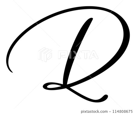 Vector calligraphy hand drawn letter D logo. Script font. Handwritten brush style 114808675