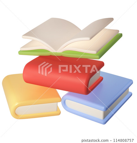 3D flying Book graduate Icon. Render Education or Business Literature. E-book, Encyclopedia, Textbook Illustration 114808757