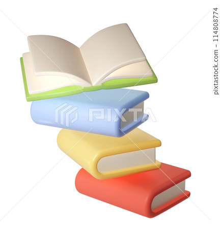 3D flying Books graduate Icon. Render Education or Business Literature. E-book, Encyclopedia, Textbook Illustration 114808774