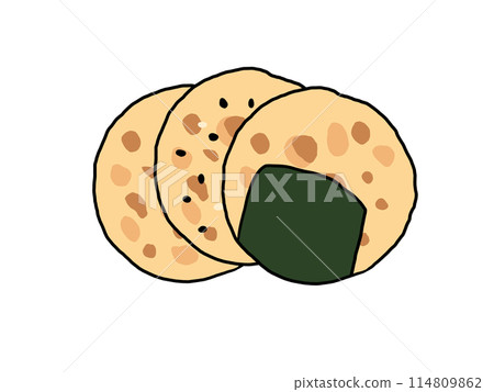 三個重疊的圓形米果插畫 114809862